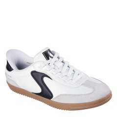 Skechers Women's Duraleather and Suede Overlay Bungee Low-Top Trainers White/Black