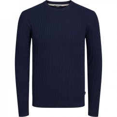 Jack and Jones Cable Knit Sweater Maritime Blue