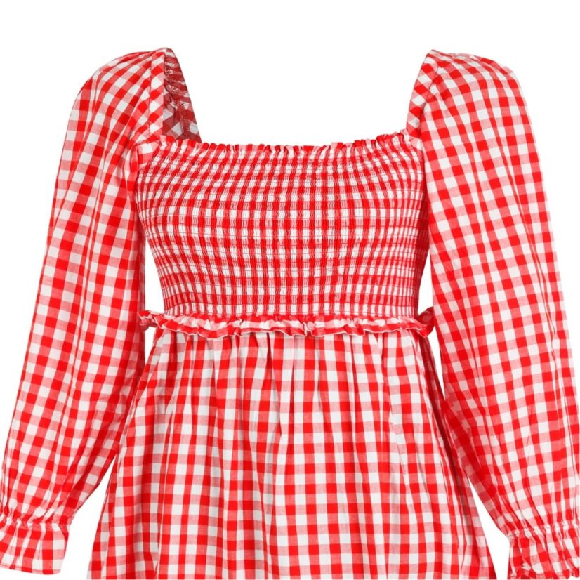 Miso Women's Check Milkmaid Dress Red/White