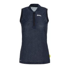 Slazenger Zip Sleeveless Polo Navy