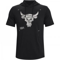 Under Armour Project Rock Terry Short Sleeve Hoodie Mens Black/White