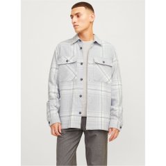 Jack and Jones Men's Raymond Long Sleeve Overshirt Grey Melange