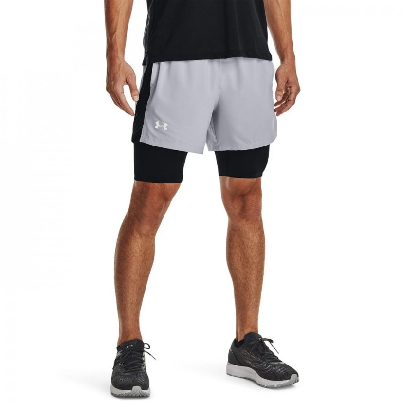 Under Armour UA Launch Mens 2-in-1 5in Shorts Pitch Grey