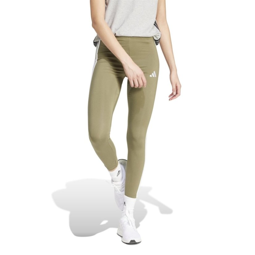 adidas Essentials 3 Stripe Leggings Womens Olive