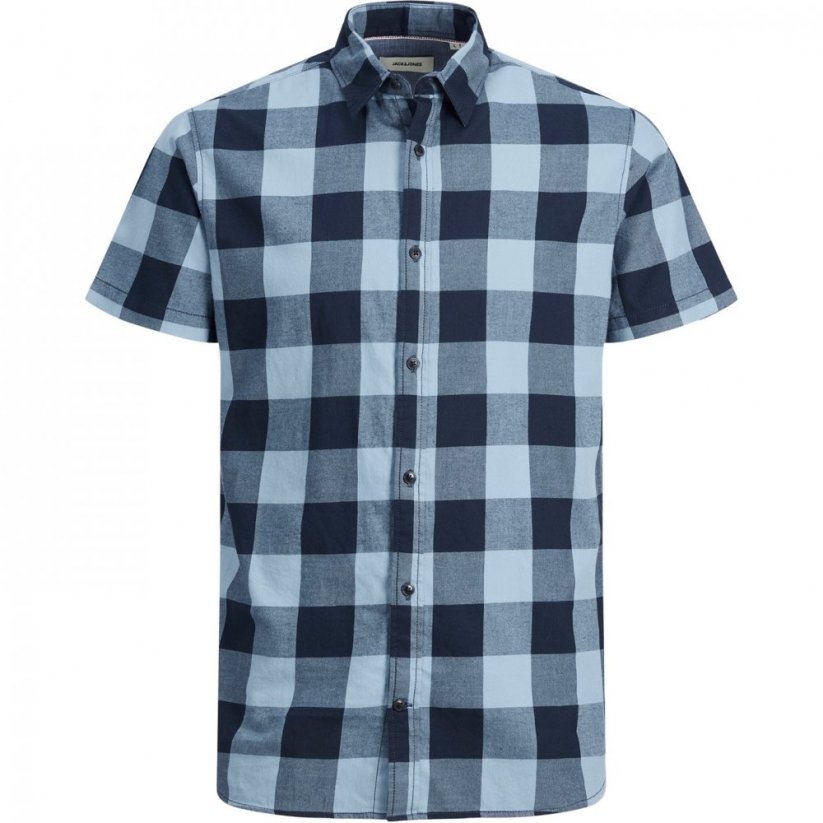 Jack and Jones Checkered Short Sleeve Shirt Blue Check
