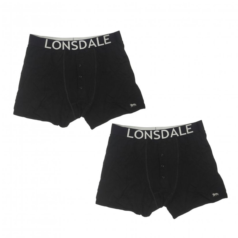 Lonsdale 2 Pack Boxers Mens Black/Silver