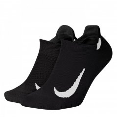 Nike Multiplier Running No-Show Socks (2 Pairs) Black/White