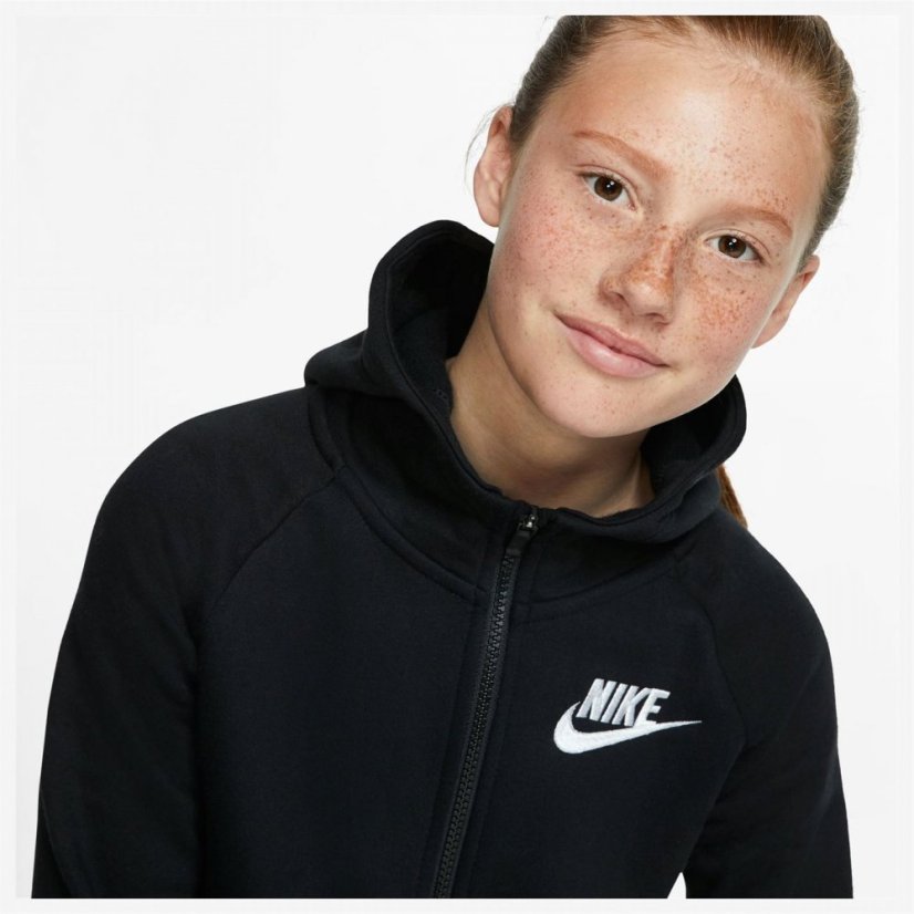 Nike Sportswear Full-Zip Hoodie Junior Girls Black/White