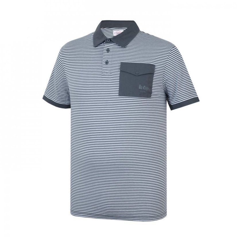 Lee Cooper Stripe Polo Mens Charc/whit