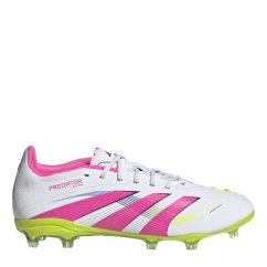 adidas Unisex Kids' Pred Elt Firm Ground Football Boots Wht/Pink/Lem