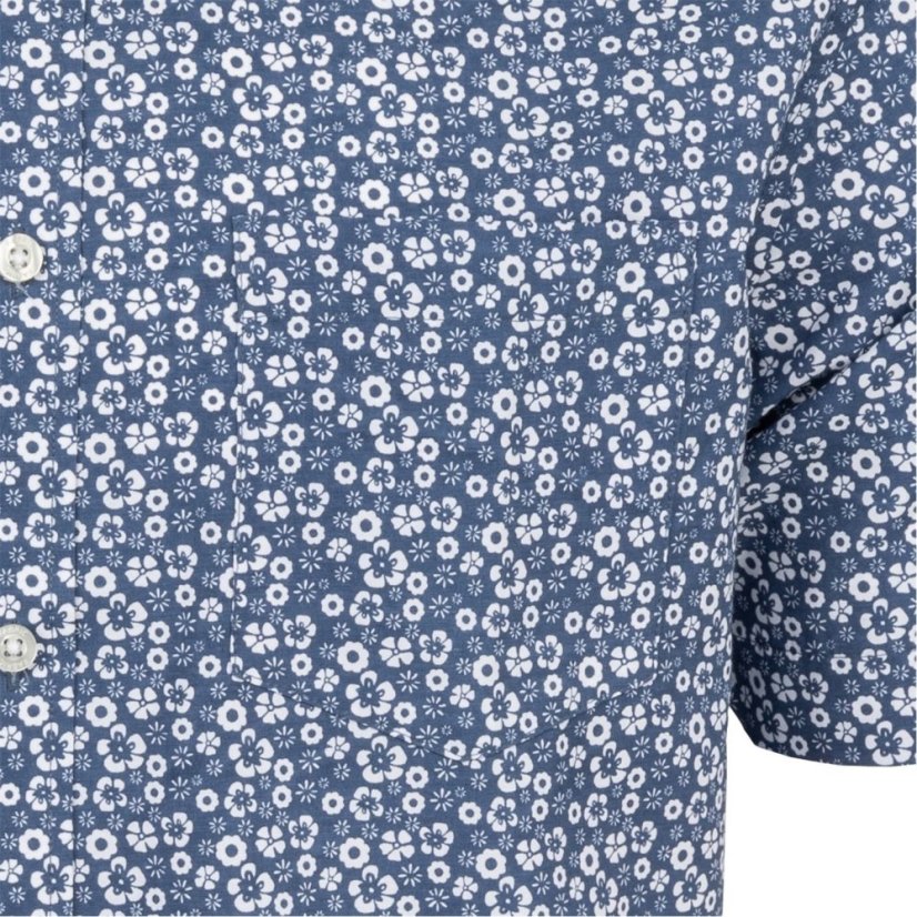 Fabric Short Sleeve Poplin Shirt Blue Floral