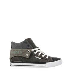 British Knights Roco Fold PU High Tops Juniors Dk Grey/Black
