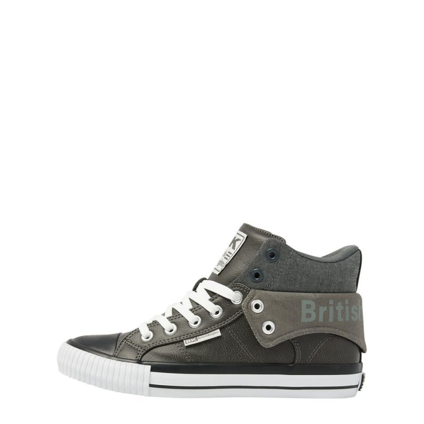 British Knights Roco Fold PU High Tops Juniors Dk Grey/Black