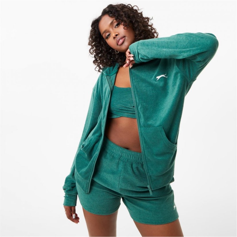 Slazenger ft. Wolfie Cindy Towelling Zip Hoodie Forest Green