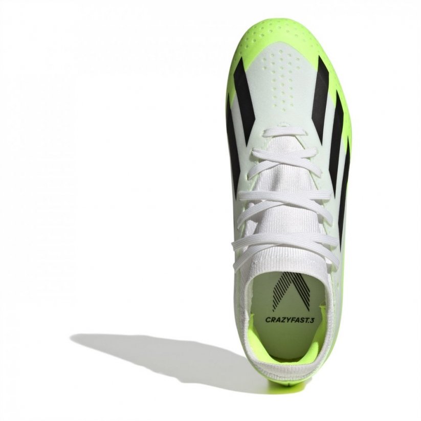 adidas X Crazyfast League Childrens Firm Ground Boots Wht/Blk/Lemon