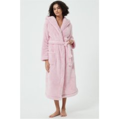 Linea Luxury Hooded Fleece Dressing Gown Pink