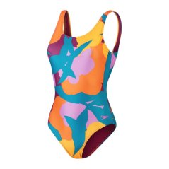 Speedo Printed U-Back Swimsuit Womens Green/Orange