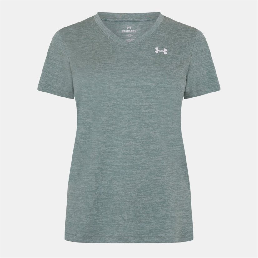 Under Armour Tech™ Twist V-Neck Short Sleeve Womens Silica Green