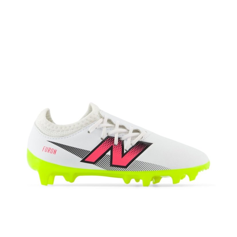 New Balance Furon V7+ Dispatch Junior Firm Ground Football Boots White/Green