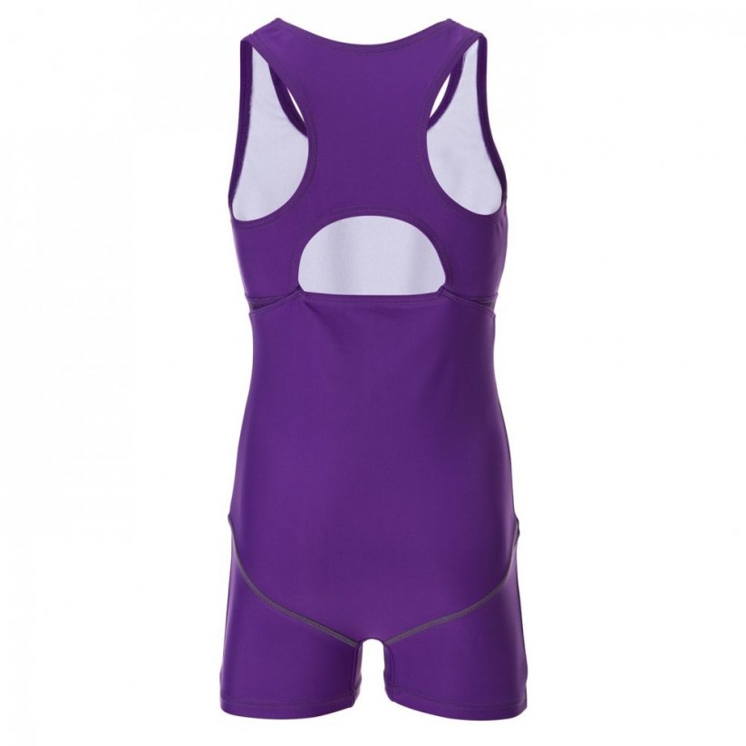 Slazenger Boyleg Swimsuit Junior Girls Purple