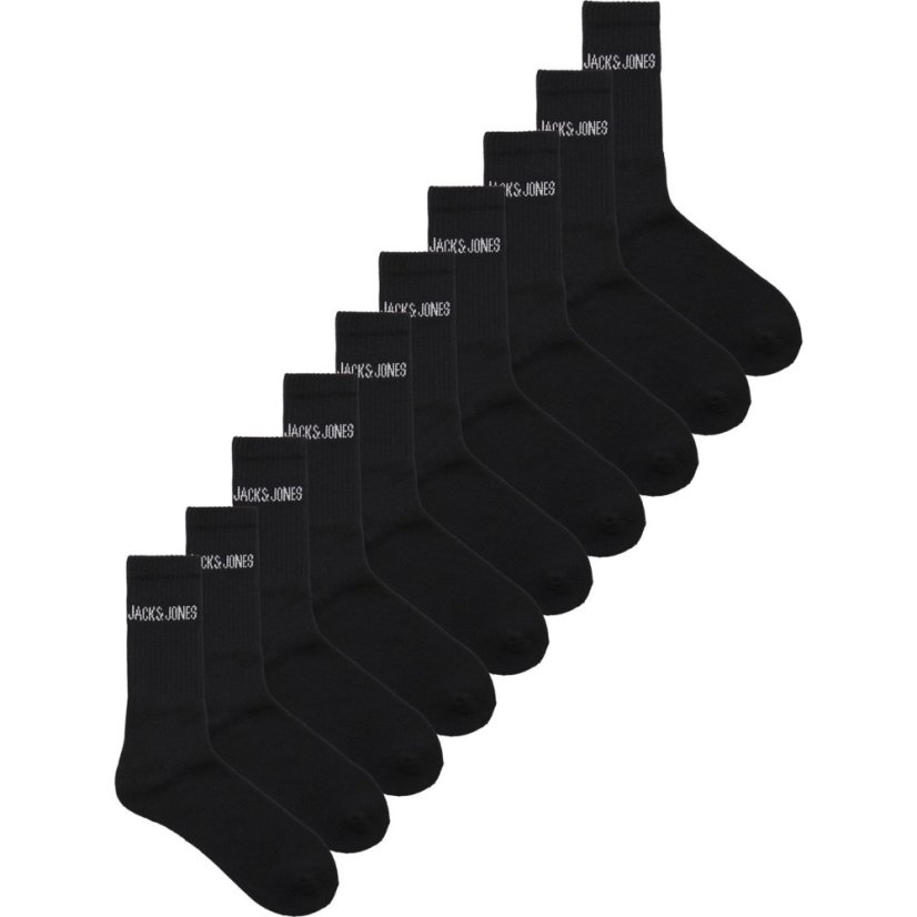 Jack and Jones Regen Mens 10-Pack Crew Socks Black