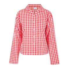 Linea Women's Boxy Relaxed Fit Long Sleeve Pyjama Top Red/White