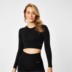 USA Pro Long Sleeve Seamless Crop Top Black