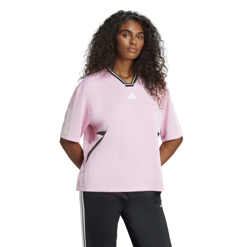 adidas Tiro Cut 3-Stripes Colorblock Boyfriend T-Shirt True Pink