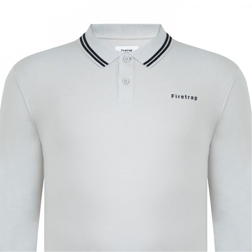 Firetrap Lazer Long Sleeve Polo Mens Clay