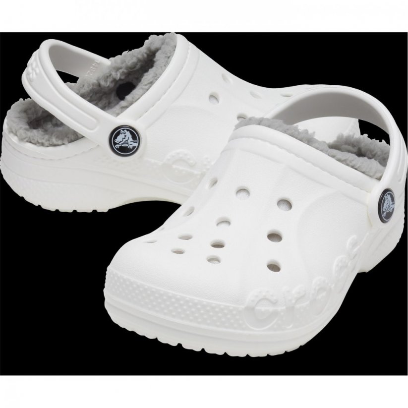 Crocs Baya Lined Clog Juniors White/Li Grey