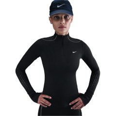 Nike Women's Swift Quarter-Zip Long-Sleeve Slim-Fit Performance T-Shirt Black