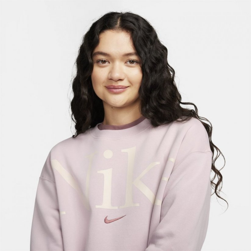 Nike Sportswear Phoenix Fleece Women's Oversized Logo Crew Neck Platinum Violet