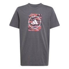 adidas Logo T Shirt Junior Charcoal Camo