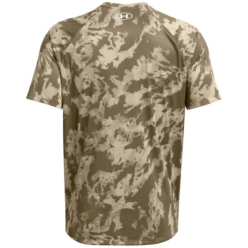 Under Armour Men's Tech Camo Short-Sleeve Performance Gym Top Khaki Base