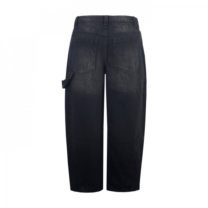 Fabric Baggy Jeans Ld Black