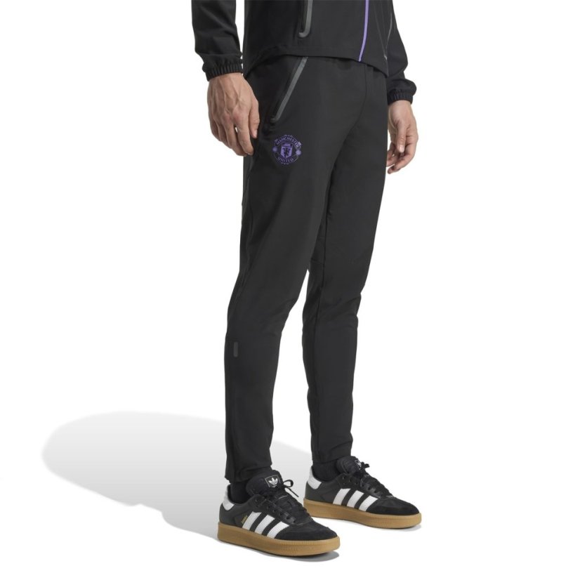 adidas Manchester United Travel Tracksuit Bottoms 2025 2026 Mens Black/Purple
