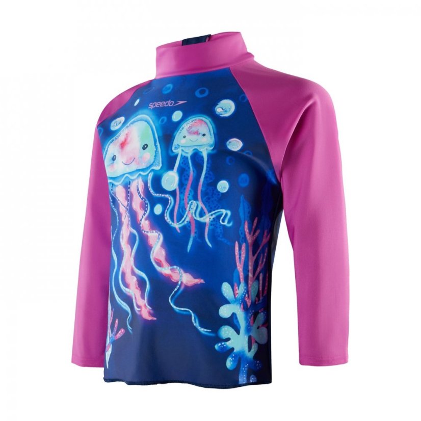 Speedo Kids' Long-Sleeve Performance Gym Top Blue/Pink