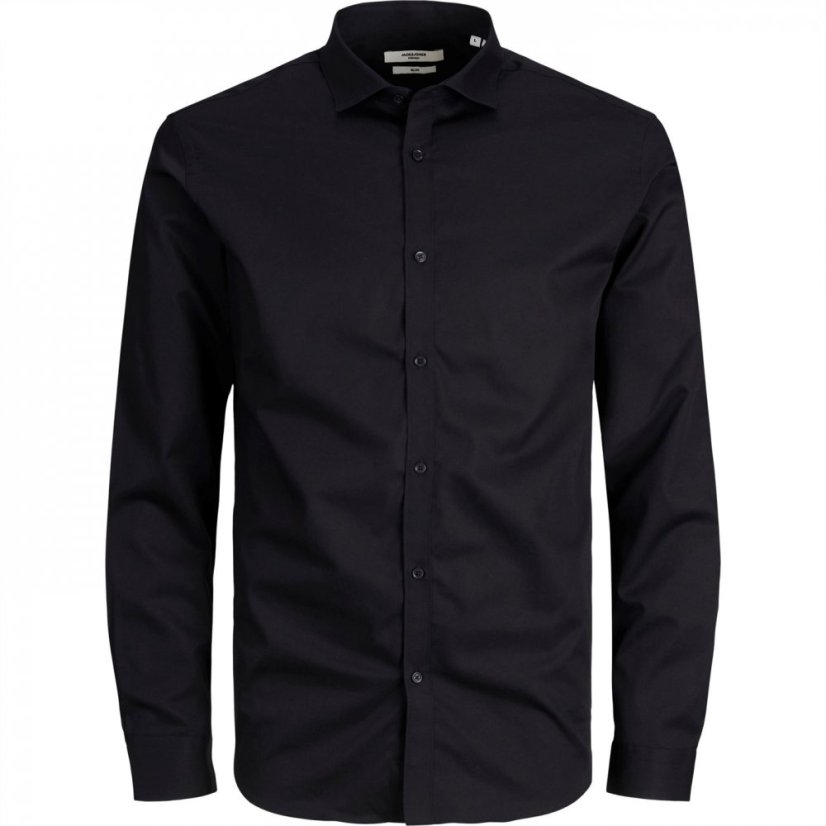 Jack and Jones Cardiff Plain Long Sleeve Button Up Shirt Black