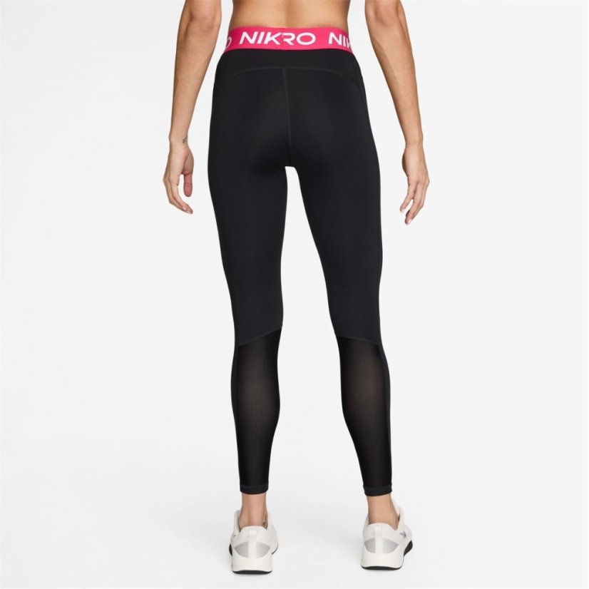 Nike Pro Women's Mid-Rise Mesh-Panelled Leggings Black/Rush Pink