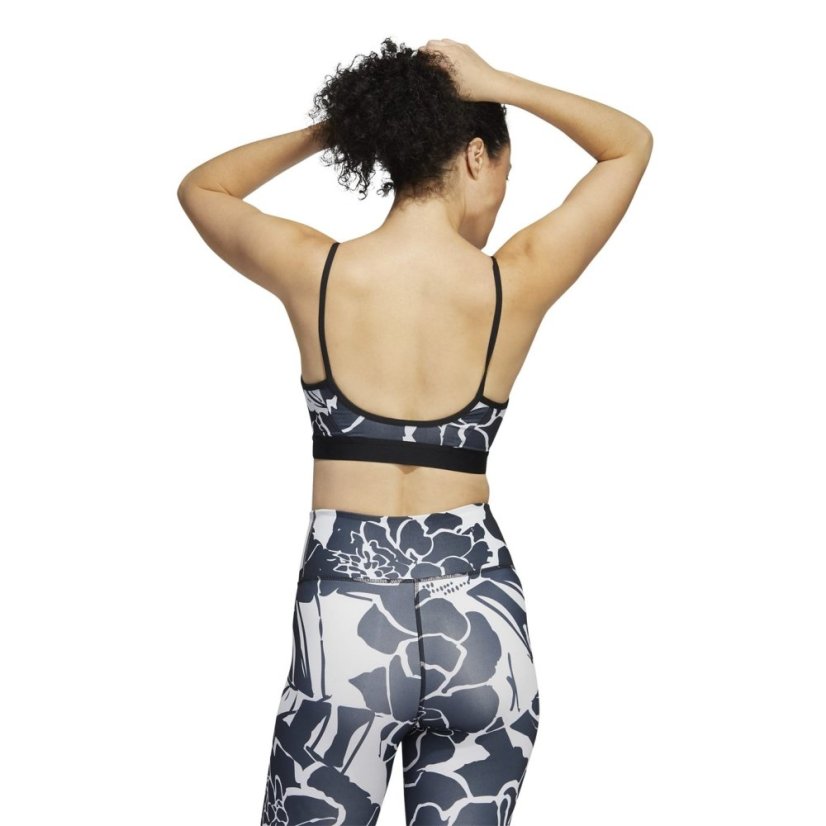 adidas Flower Print Low Impact Sports Bra Womens Grey