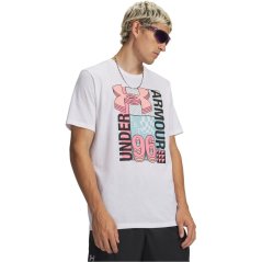 Under Armour Men's Short Sleeve Performance Gym Top White/Posh Pink