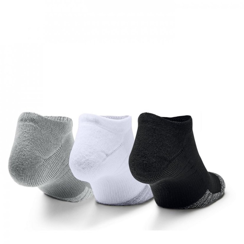 Under Armour Heatgear No Show Socks 3 Pack Blk/Gry/Wht