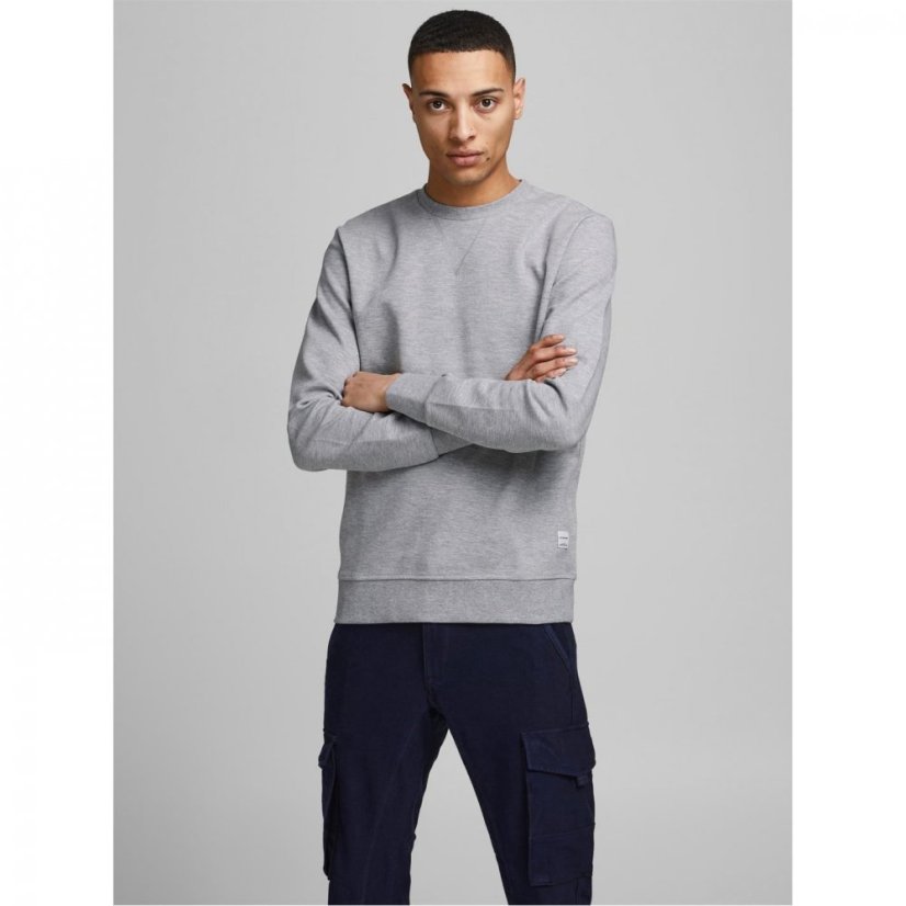 Jack and Jones Basic Crew Sweatshirt Light Grey