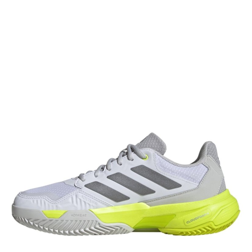 adidas Women's Courtjam Control 3 Clay Court Tennis Shoes White/Met/Lemon