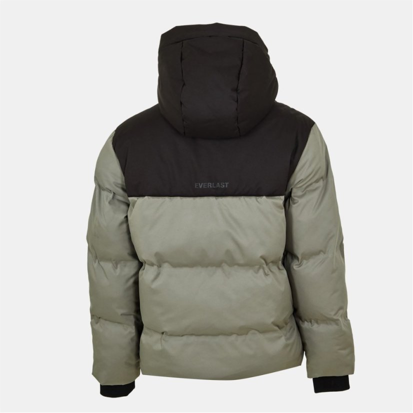 Everlast Men's Water Resistant Windproof Hooded Short Puffer Jacket Khaki/Black