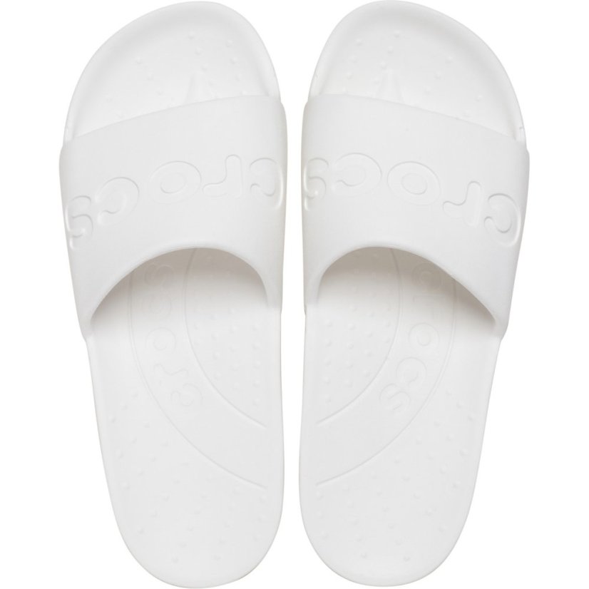 Crocs Unisex Adults Logo Sliders White