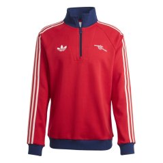adidas Mens Arsenal Originals Half Zip Jumper Red/White