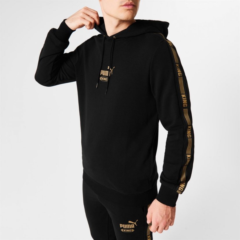 Puma King Tape Hoodie Mens Black/Gold