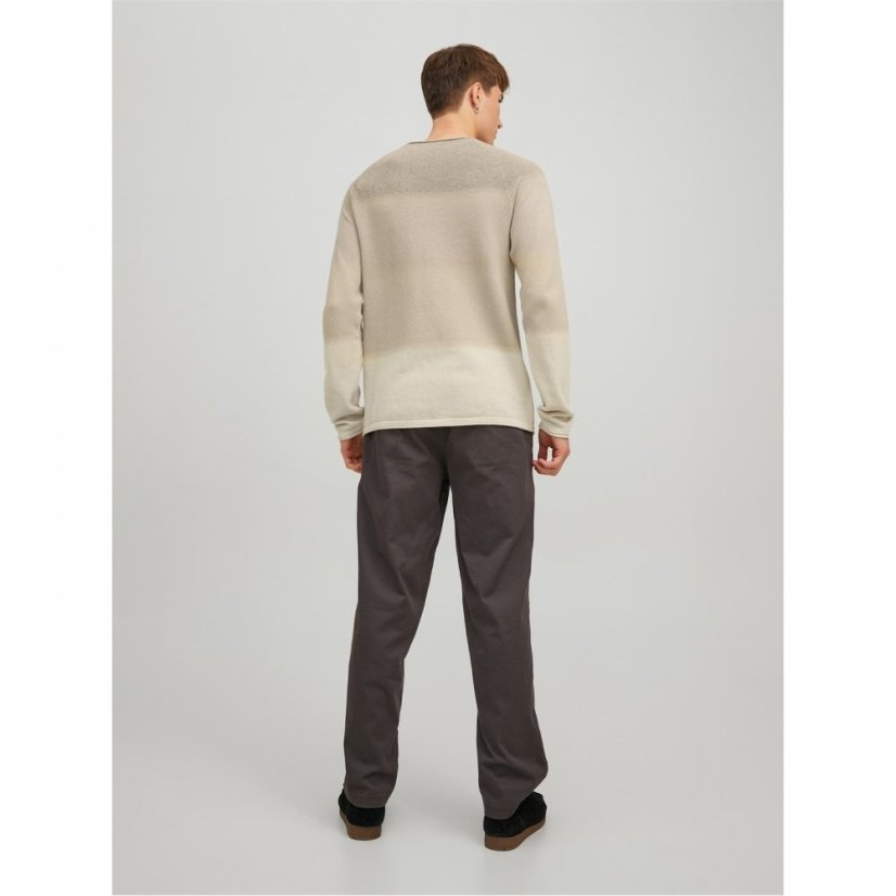 Jack and Jones Hill Crew Knit Sweatshirt Oatmeal Grad