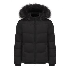 SoulCal Womens 2 Zip Bubble Hooded Long Sleeve Short Puffer Jacket Black